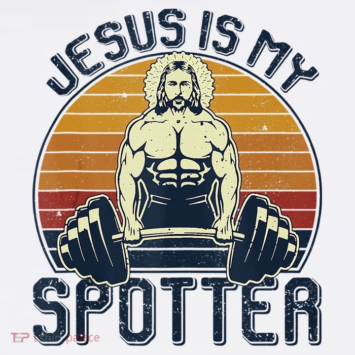 Jesus Is My Spotter Funny Christian Weightlifting Gym Button