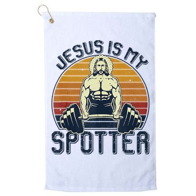 Jesus Is My Spotter Funny Christian Weightlifting Gym Golf Towel