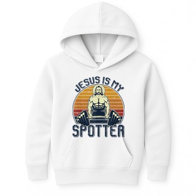 Jesus Is My Spotter Funny Christian Weightlifting Gym Kids Hoodie