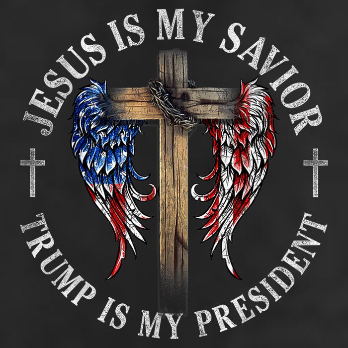 Jesus Is My Savior Trump Is My President 2024 Usa Flag Cross Cool Comfort Performance Bucket Hat