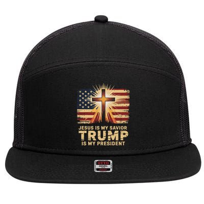 Jesus Is My Savior Trump Is My President Biblical 7 Panel Mesh Trucker Snapback Hat