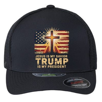 Jesus Is My Savior Trump Is My President Biblical Flexfit Unipanel Trucker Cap