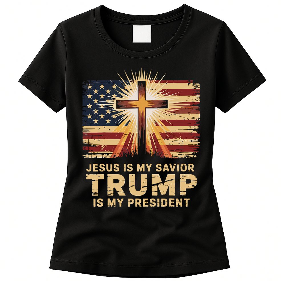 Jesus Is My Savior Trump Is My President Biblical Womens T-Shirt
