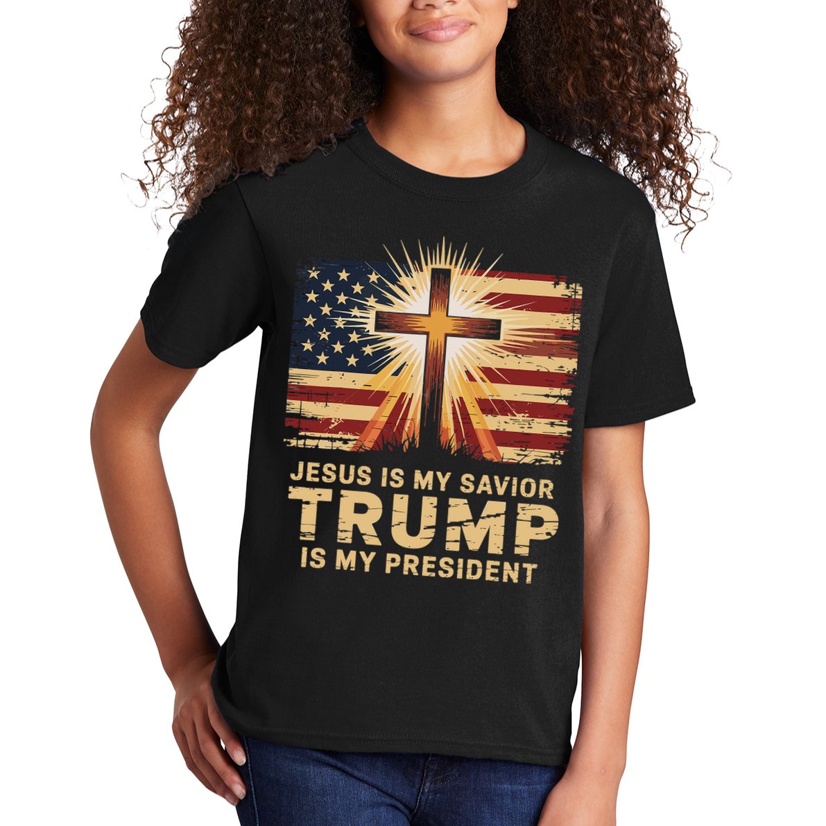 Jesus Is My Savior Trump Is My President Biblical Kids T-Shirt