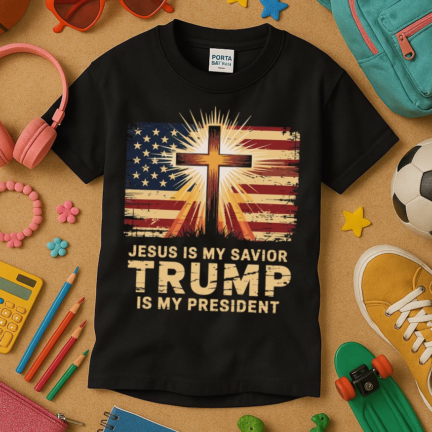 Jesus Is My Savior Trump Is My President Biblical Kids T-Shirt