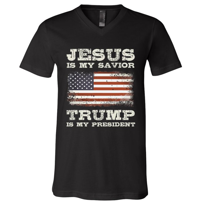 Jesus Is My Savior Trump Is My President V-Neck T-Shirt