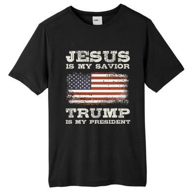 Jesus Is My Savior Trump Is My President Tall Fusion ChromaSoft Performance T-Shirt