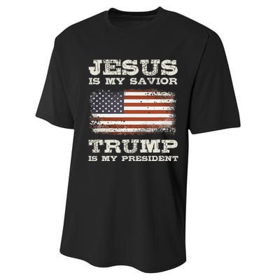 Jesus Is My Savior Trump Is My President Performance Sprint T-Shirt