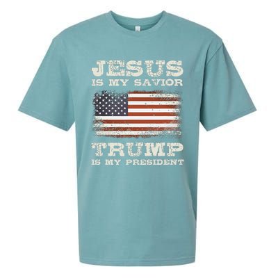 Jesus Is My Savior Trump Is My President Sueded Cloud Jersey T-Shirt