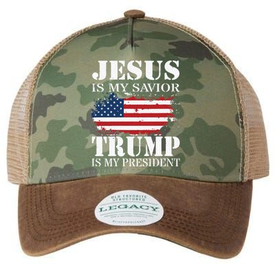 Jesus Is My Savior Trump Is My President Legacy Tie Dye Trucker Hat