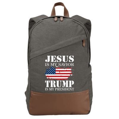 Jesus Is My Savior Trump Is My President Cotton Canvas Backpack