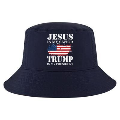 Jesus Is My Savior Trump Is My President Cool Comfort Performance Bucket Hat