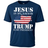 Jesus Is My Savior Trump Is My President Cooling Performance Crew T-Shirt