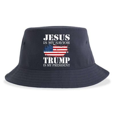 Jesus Is My Savior Trump Is My President Sustainable Bucket Hat