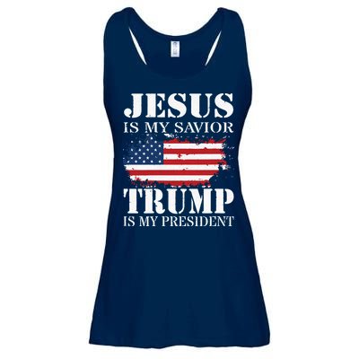 Jesus Is My Savior Trump Is My President Ladies Essential Flowy Tank