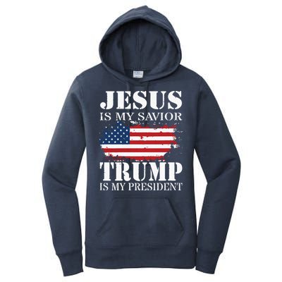 Jesus Is My Savior Trump Is My President Women's Pullover Hoodie