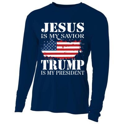 Jesus Is My Savior Trump Is My President Cooling Performance Long Sleeve Crew