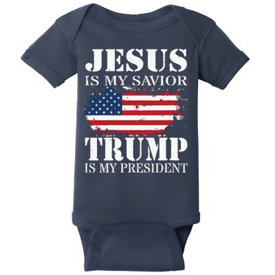 Jesus Is My Savior Trump Is My President Baby Bodysuit