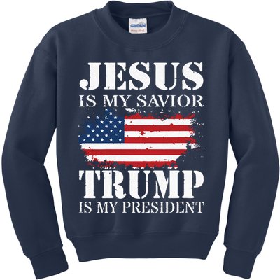 Jesus Is My Savior Trump Is My President Kids Sweatshirt
