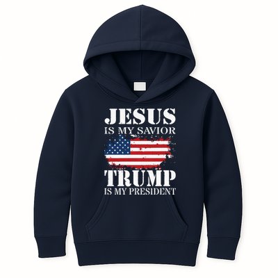 Jesus Is My Savior Trump Is My President Kids Hoodie
