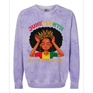 Juneteenth Is My Independence Day Black Black Queen Colorblast Crewneck Sweatshirt