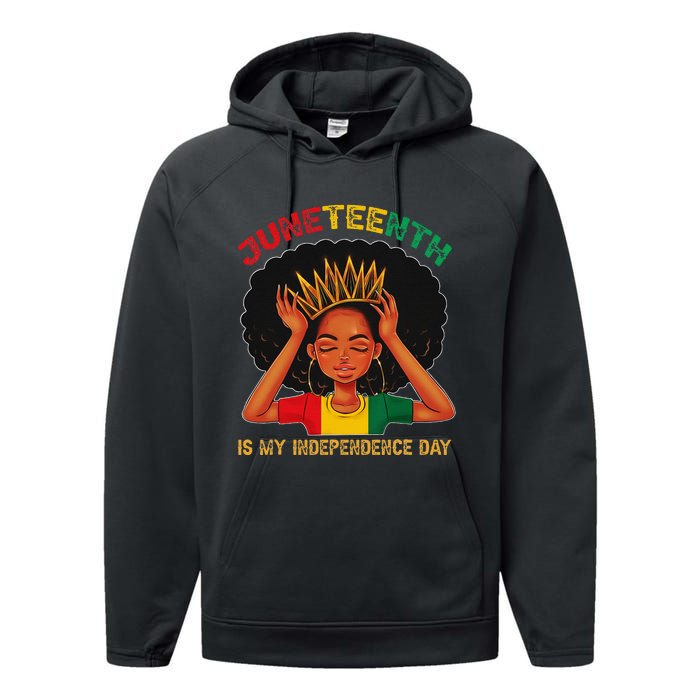 Juneteenth Is My Independence Day Black Black Queen Performance Fleece Hoodie