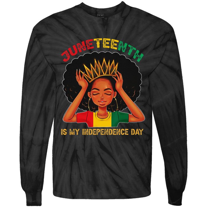 Juneteenth Is My Independence Day Black Black Queen Tie-Dye Long Sleeve Shirt