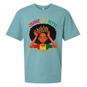 Juneteenth Is My Independence Day Black Black Queen Sueded Cloud Jersey T-Shirt