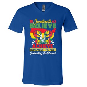 Junenth Is My Independence Day Believe Achieve Succeed Gift V-Neck T-Shirt