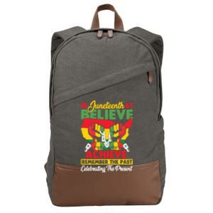 Junenth Is My Independence Day Believe Achieve Succeed Gift Cotton Canvas Backpack