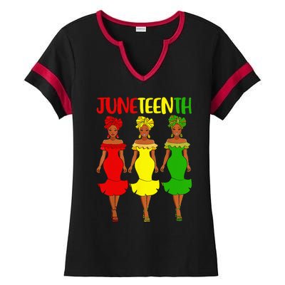 Juneteenth Is My Independence Day Afro Melanin Black Wo Ladies Halftime Notch Neck Tee