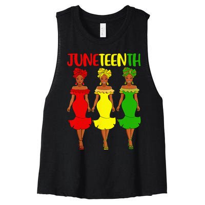 Juneteenth Is My Independence Day Afro Melanin Black Wo Women's Racerback Cropped Tank