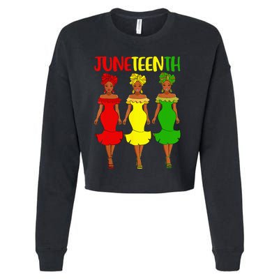 Juneteenth Is My Independence Day Afro Melanin Black Wo Cropped Pullover Crew