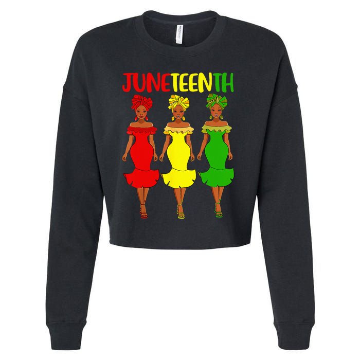 Juneteenth Is My Independence Day Afro Melanin Black Wo Cropped Pullover Crew