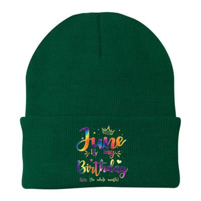 June Is My Birthday Gift Month Funny Tie Dye Watercolor Knit Cap Winter Beanie