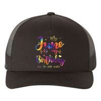 June Is My Birthday Gift Month Funny Tie Dye Watercolor Yupoong Adult 5-Panel Trucker Hat