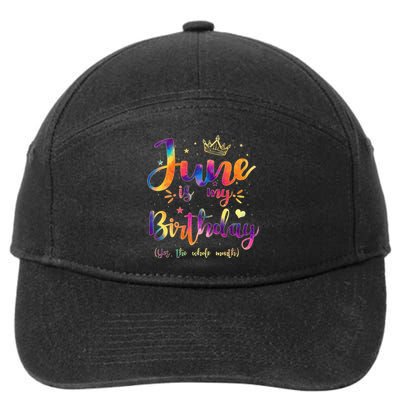 June Is My Birthday Gift Month Funny Tie Dye Watercolor 7-Panel Snapback Hat