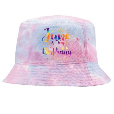 June Is My Birthday Gift Month Funny Tie Dye Watercolor Tie-Dyed Bucket Hat