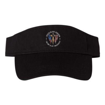 Jesus Is My Savior Trump Is My President 2024 Usa Flag Cross Visor