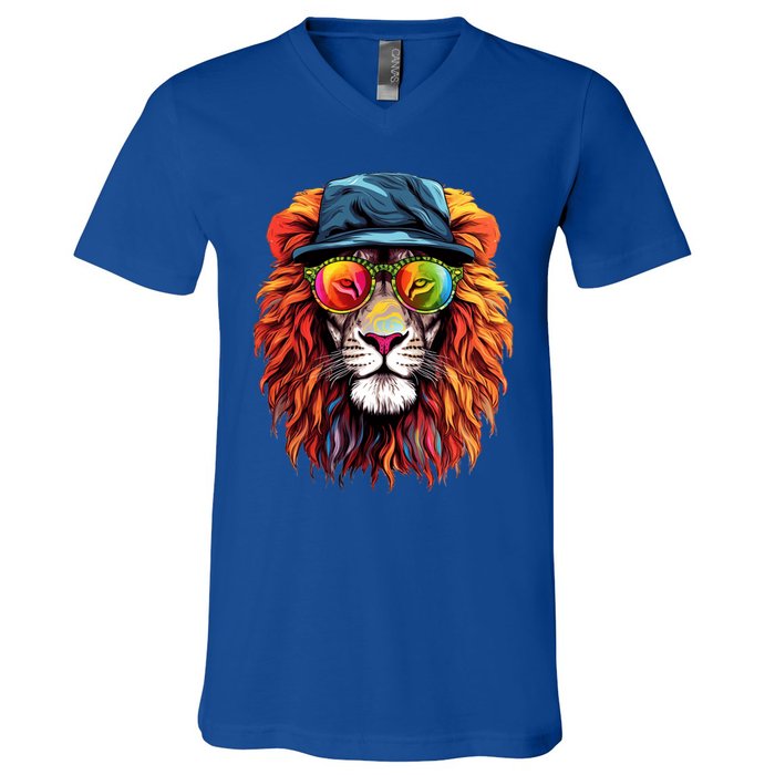 Junenth Is My Independence Day Lion Free Ish Since 1865 Gift V-Neck T-Shirt