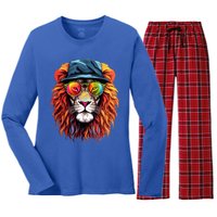 Junenth Is My Independence Day Lion Free Ish Since 1865 Gift Women's Long Sleeve Flannel Pajama Set 