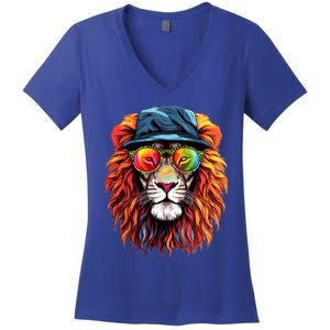 Junenth Is My Independence Day Lion Free Ish Since 1865 Gift Women's V-Neck T-Shirt