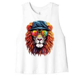 Junenth Is My Independence Day Lion Free Ish Since 1865 Gift Women's Racerback Cropped Tank