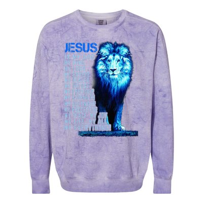 Jesus Is My God King My Lord My Savior Blue Lion Christian Colorblast Crewneck Sweatshirt