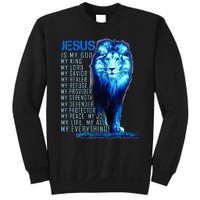 Jesus Is My God King My Lord My Savior Blue Lion Christian Sweatshirt