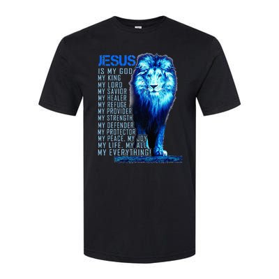 Jesus Is My God King My Lord My Savior Blue Lion Christian Softstyle CVC T-Shirt