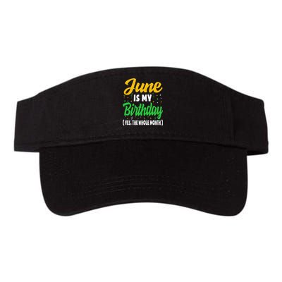 June Is My Birthday The Whole Month June Birthday Valucap Bio-Washed Visor