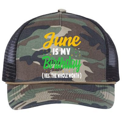 June Is My Birthday The Whole Month June Birthday Retro Rope Trucker Hat Cap