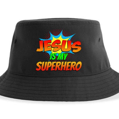 Jesus Is My Superhero Comic Book Christian Religious Easter Sustainable Bucket Hat