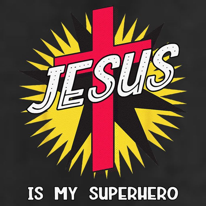 Jesus Is My Superhero Gift 7 Panel Mesh Trucker Snapback Hat